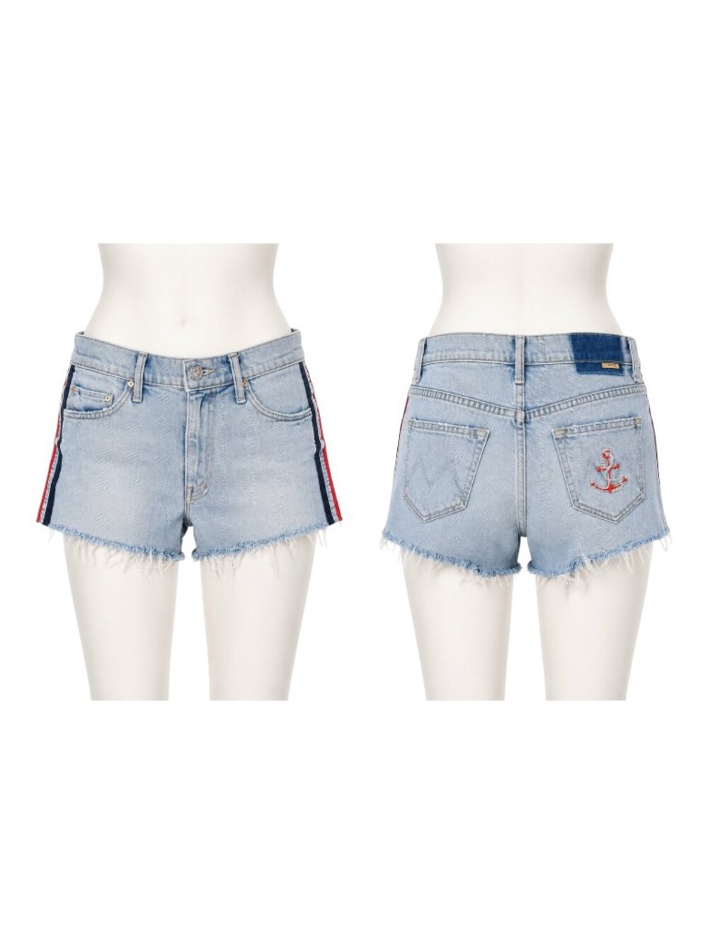 Mother Easy Does It Thanks Again Racer Anchor Pocket Denim Shorts 24
